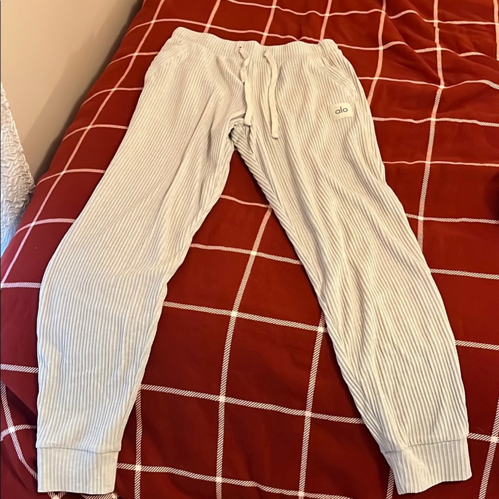 Alo Striped Jogger Pants in Gray